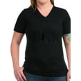 thumbnail image 1 of CafePress - Cat Jumping To Note T Shirt - Women's V-Neck Dark T-Shirt, 1 of 1