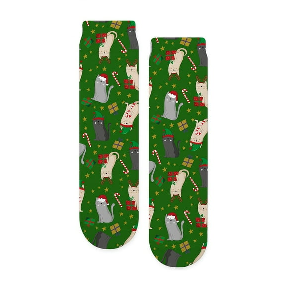 CafePress - Cat Lover Cute Christmas - Unisex Novelty Printed Crew Adult Socks