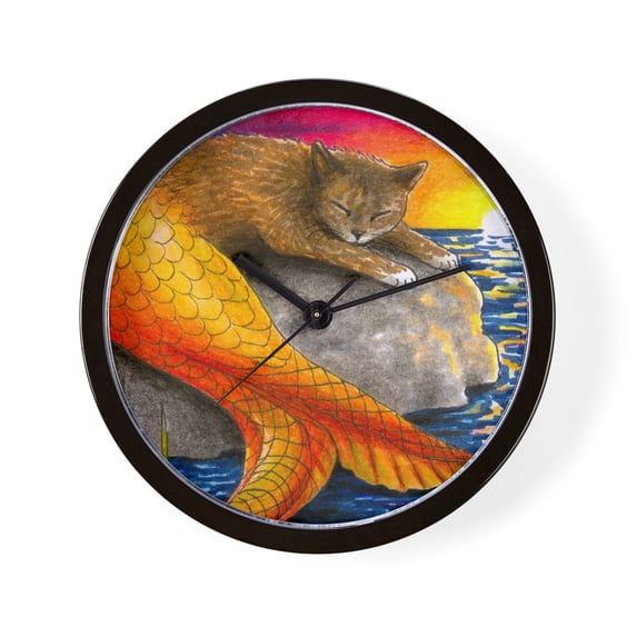 CafePress - Cat Mermaid 30 - 10" Quartz Analog Battery-Powered Modern Wall Clock, Unique