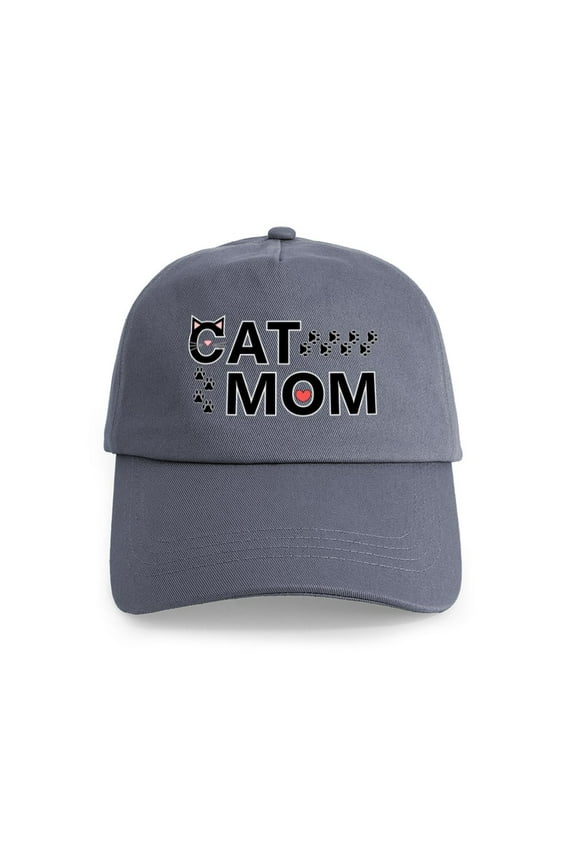 - Cat Mom - Adjustable 100% Brushed Unisex Casual Cotton Baseball Cap, Beige, 1