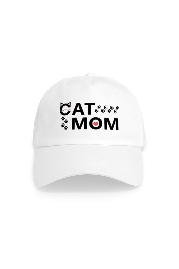 - Cat Mom - Adjustable 100% Brushed Unisex Casual Cotton Baseball Cap, Beige, 1