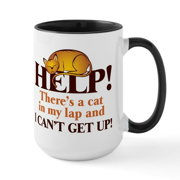 CafePress - Cat Mugs - 15 oz Ceramic Large White Novelty Mug