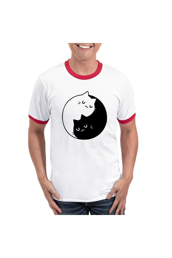 - Cat Pun T Shirts Men's Ringer T Shirt - 100% Cotton Ringed T-Shirt