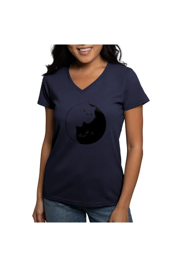 - Cat Pun T Shirts Women's V Neck T Shirt - Women's V-Neck Dark T-Shirt