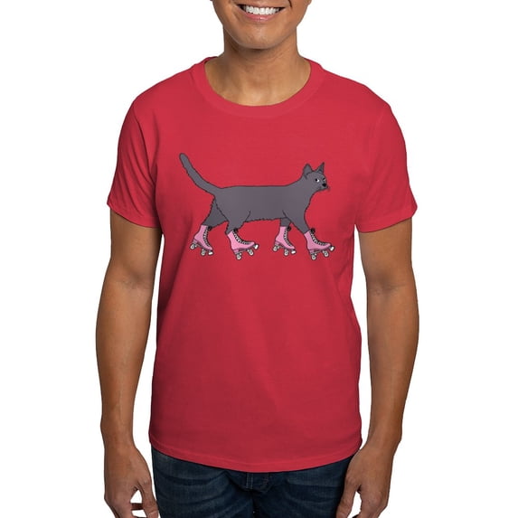 CafePress - Cat Roller Skating T Shirt - Men's Classic Graphic Cotton T-Shirt