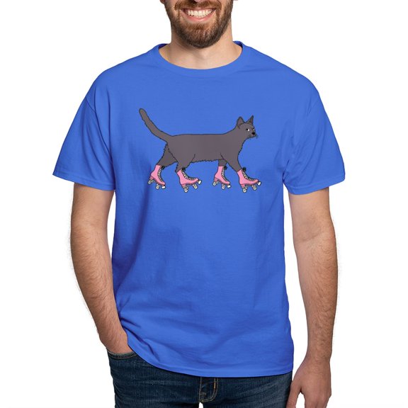 CafePress - Cat Roller Skating T Shirt - Men's Classic Graphic Cotton T-Shirt