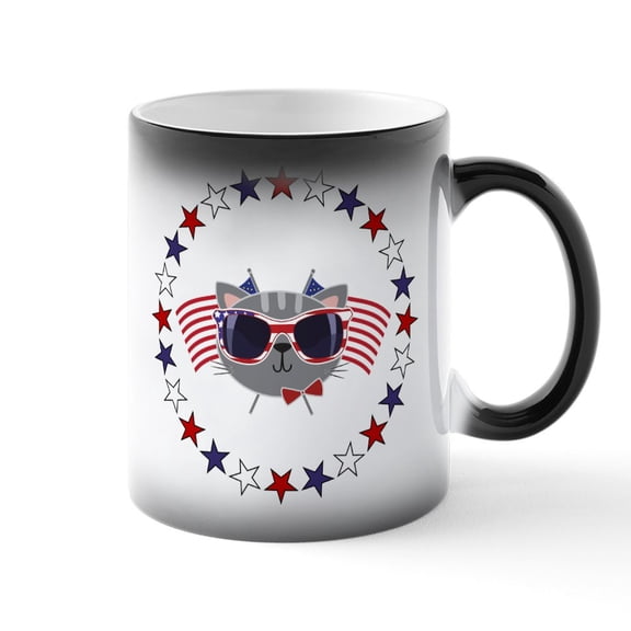 CafePress - Cat USA Patriotic - 11 oz Color Changing Magic Mug
