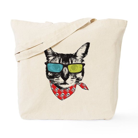 CafePress - Cat With Sunglass Tote Bag - Unisex Canvas Tote Bag, Beige, 1-Piece