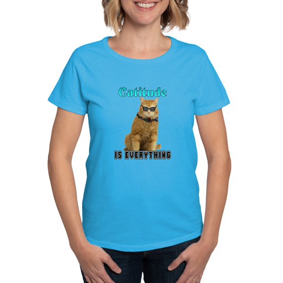 CafePress - Catitude Women's Dark T Shirt - Women's Traditional Fit Dark T-Shirt