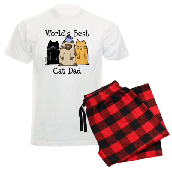 CafePress - Catproworldbestdadcp Pajamas - Men's Light Loose Fit Cotton Pajama Set