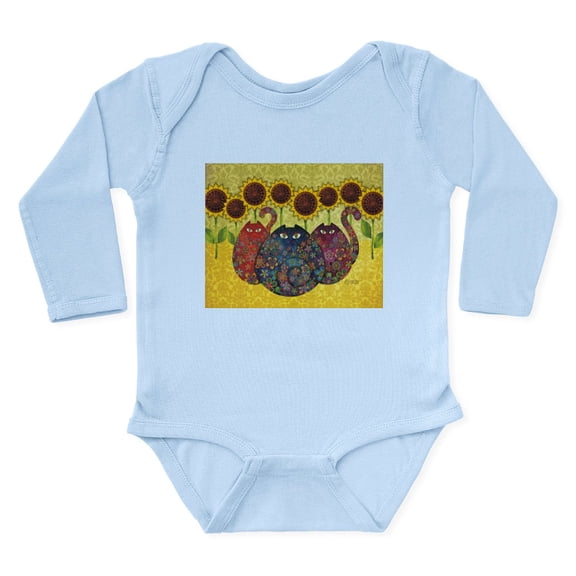 CafePress - Cats And Sunflowers Body Suit - Long Sleeve Cotton Baby Bodysuit