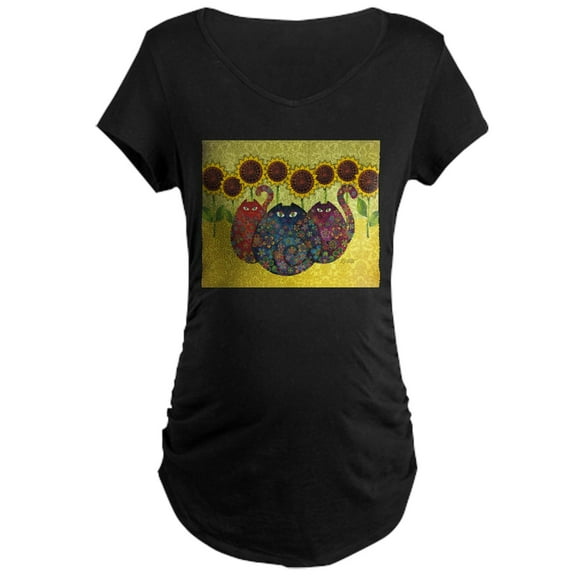 CafePress - Cats And Sunflowers Maternity T Shirt - Maternity Dark T-Shirt