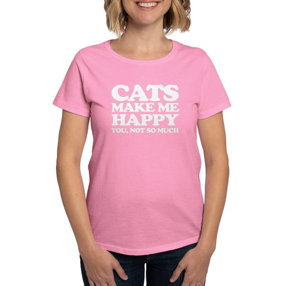 CafePress - Cats Make Me Happy T Shirt - Women's Traditional Fit Dark T-Shirt