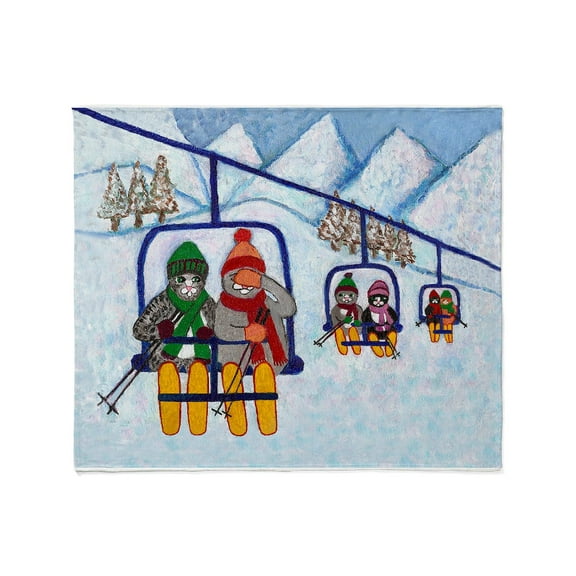 CafePress - Cats Riding Ski Lift Throw Blanket - Soft Fleece Throw Blanket, 50"x60" for All Ages
