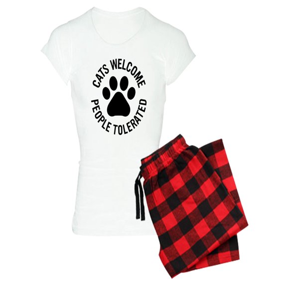 CafePress - Cats Welcome People Tolerat - Women's Light Pajamas