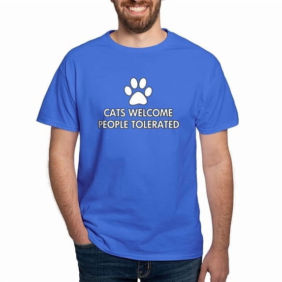 CafePress - Cats Welcome People Tolerated Dark T Shirt - Men's Classic Cotton T-Shirts