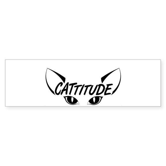 CafePress - Cattitude Eyes - 10"x3" Rectangle Bumper Sticker