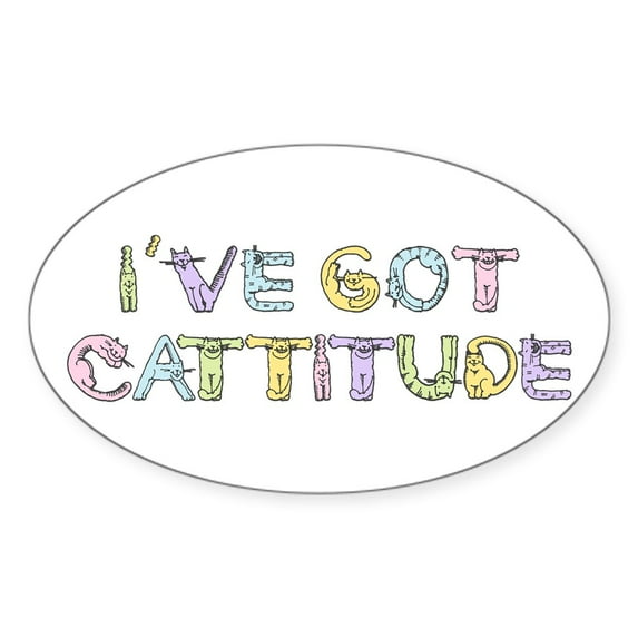 CafePress - Cattitude Funny Cat Saying Oval Sticker - Sticker (Oval)