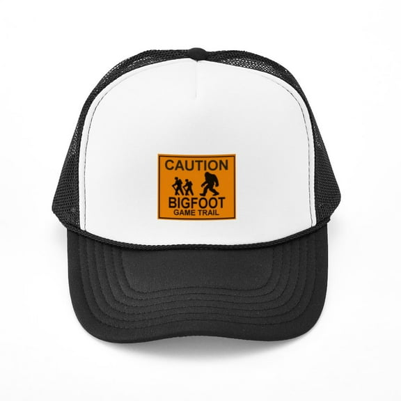 CafePress - Caution! Bigfoot - Adjustable Unisex Printed Trucker Hat with Mesh Back