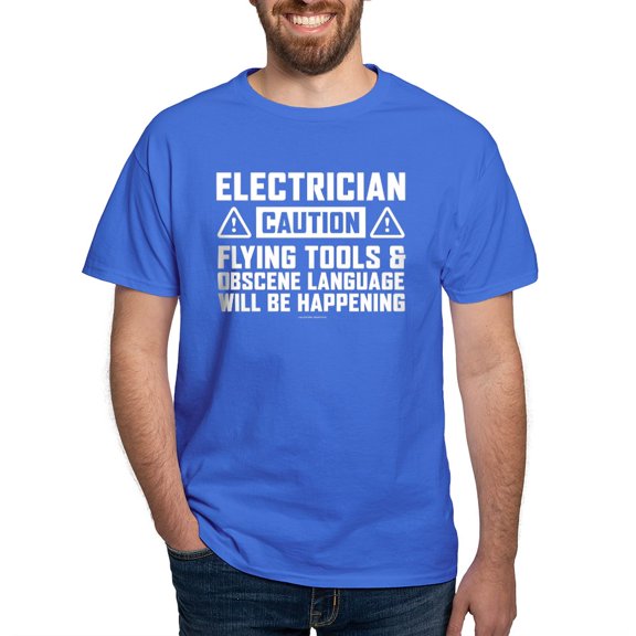 CafePress - Caution Electrician T Shirt - Men's Classic Graphic Cotton T-Shirt