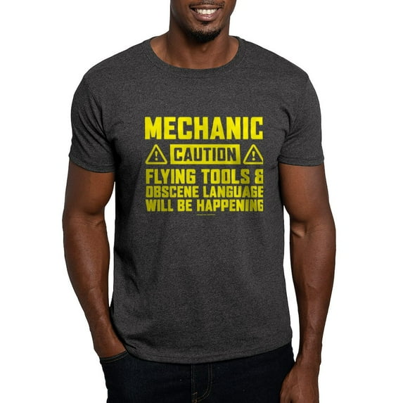 CafePress - Caution Mechanic T Shirt - Men's Classic Graphic Cotton T-Shirt
