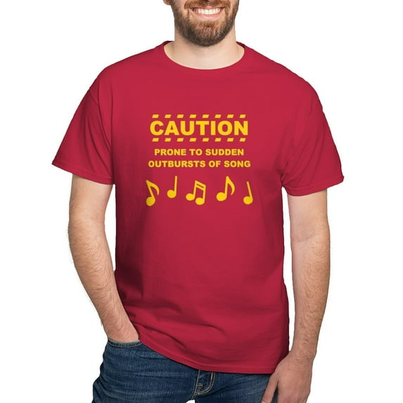 CafePress - Caution Prone To Sudden Outbursts Of Song T Shirt - Men's Classic Graphic Cotton T-Shirt