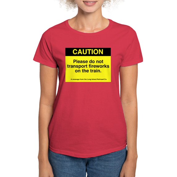 CafePress - Caution T Shirt - Women's Traditional Fit Dark T-Shirt