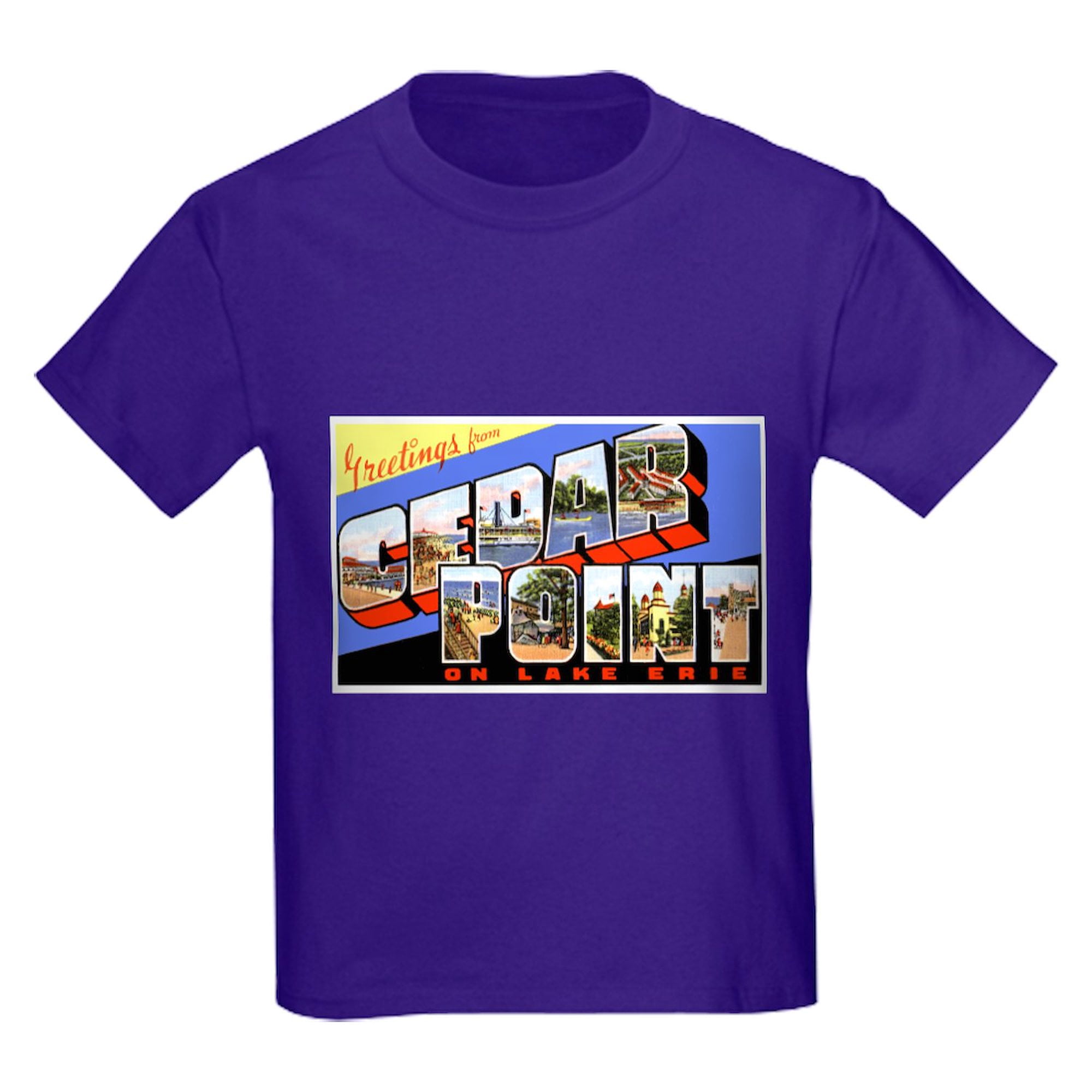 CafePress - Cedar Point Ohio Greetings (Front) Kids Dark T Shi