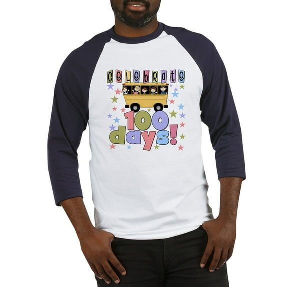CafePress - Celebrate 100 Days Of School Baseball Jersey - Cotton Baseball Jersey, 3/4 Raglan Sleeve Shirt