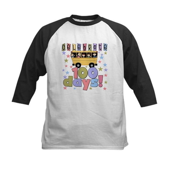 CafePress - Celebrate 100 Days Of School Kids Baseball Jersey - Kids Cotton Baseball Jersey, 3/4 Sleeve Shirt