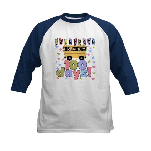 CafePress - Celebrate 100 Days Of School Kids Baseball Jersey - Kids Cotton Baseball Jersey, 3/4 Sleeve Shirt
