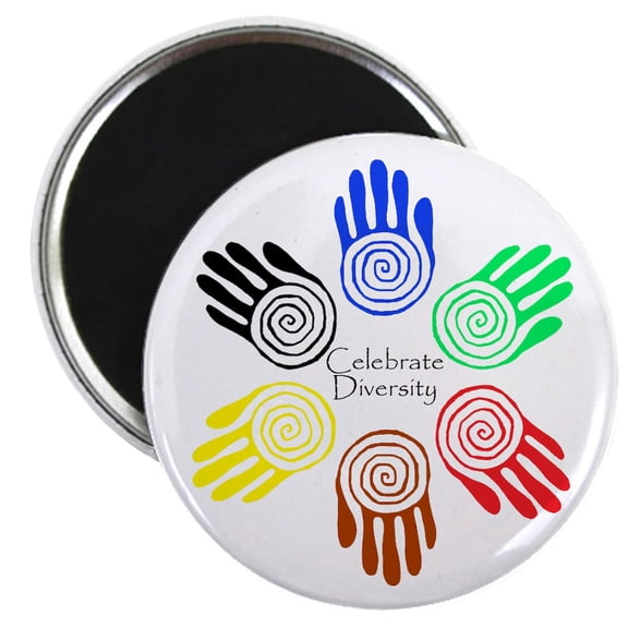 CafePress - Celebrate Diversity Circle Magnet - 2.25" Round Magnet, Refrigerator Magnet, Button Magnet Style