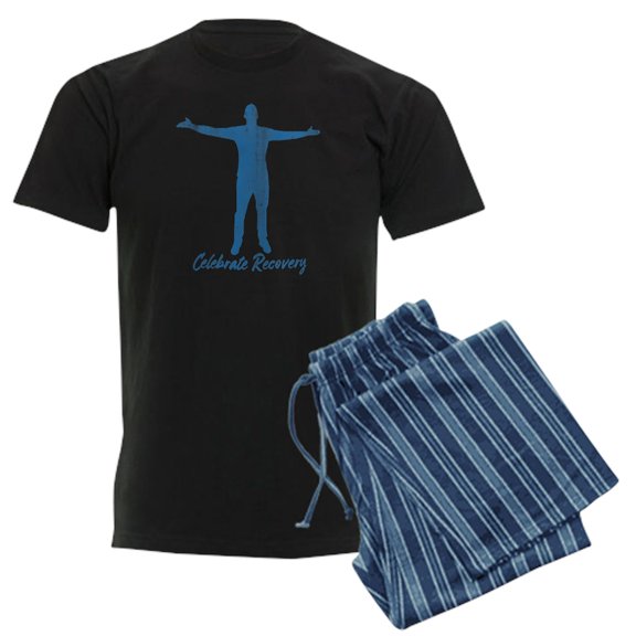 CafePress - Celebrate Recovery Men's Dark Pajamas - Men's Dark Loose Fit Cotton Pajama Set