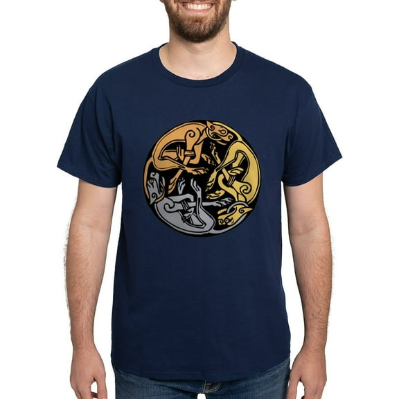 CafePress - Celtic Chasing Hounds 1 Dark T Shirt - Men's Classic Graphic Cotton T-Shirt