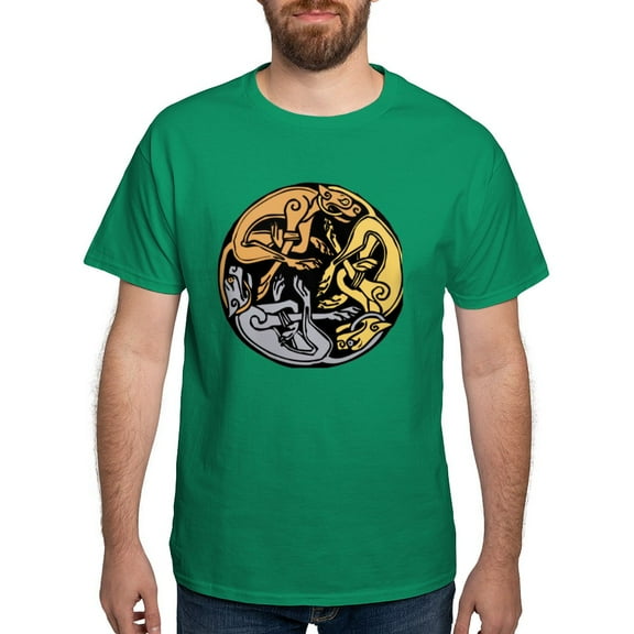 CafePress - Celtic Chasing Hounds 1 Dark T Shirt - Men's Classic Graphic Cotton T-Shirt