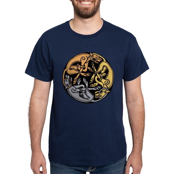 CafePress - Celtic Chasing Hounds 1 Dark T Shirt - Men's Classic Graphic Cotton T-Shirt