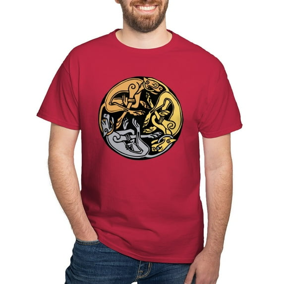 CafePress - Celtic Chasing Hounds 1 Dark T Shirt - Men's Classic Graphic Cotton T-Shirt