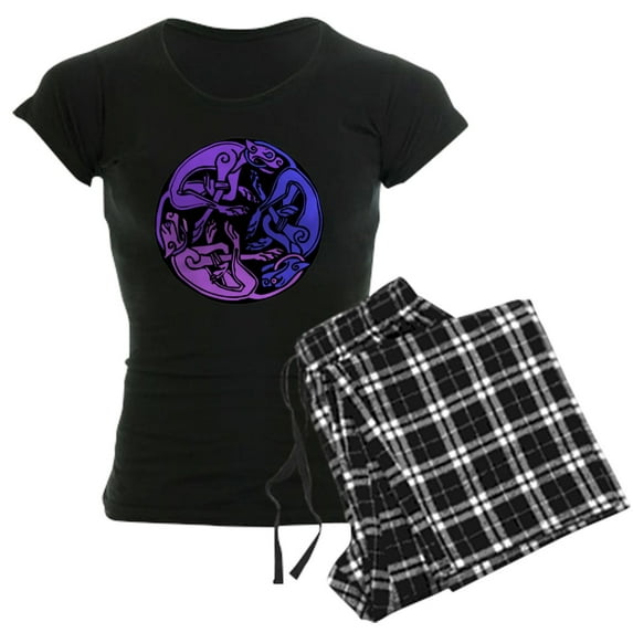 CafePress - Celtic Chasing Hounds Women's Dark Pajamas - Women's Short Sleeve Print T-Shirt and Pants Dark Cotton Pajama Set