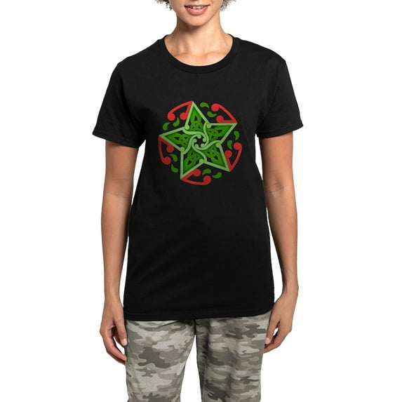 CafePress - Celtic Christmas Star Women's Dark Pajamas - Women's Short Sleeve Print T-Shirt and Pants Dark Cotton Pajama Set
