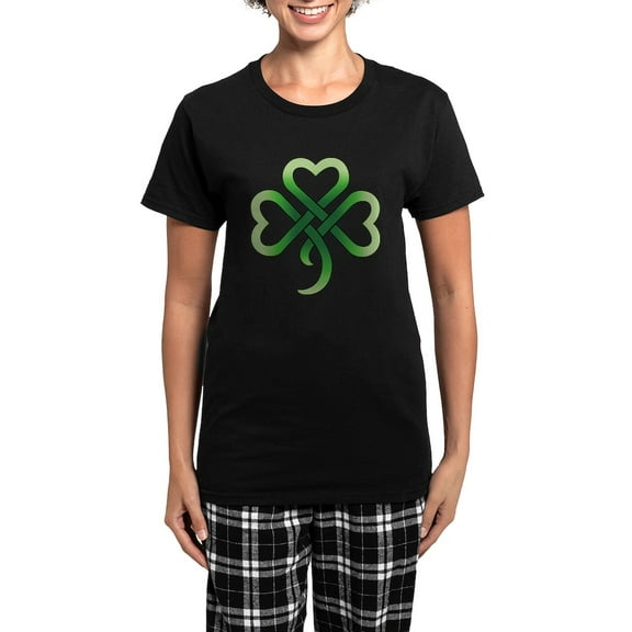 CafePress - Celtic Clover Women's Dark Pajamas - Women's Short Sleeve Print T-Shirt and Pants Dark Cotton Pajama Set