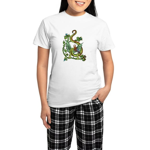 CafePress - Celtic Dragon 2 Women's Light Pajamas - Women's Short Sleeve Print T-Shirt and Pants Light Cotton Pajama Set
