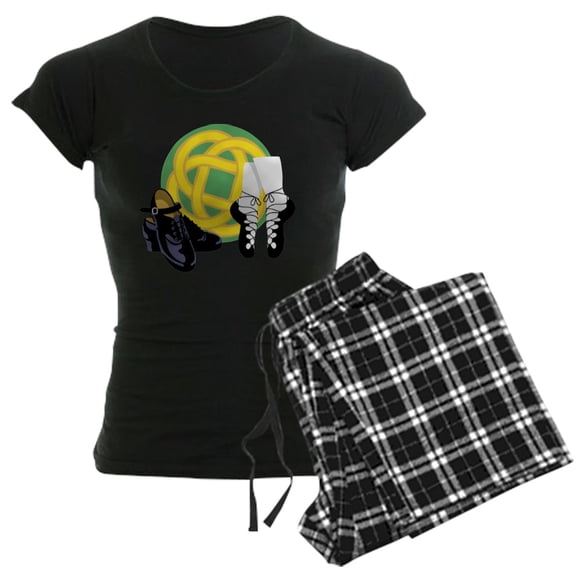 CafePress - Celtic Knot Irish Shoes Pajamas - Women's Short Sleeve Print T-Shirt and Pants Dark Cotton Pajama Set