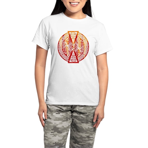 CafePress - Celtic Knotwork Dragons Fire Women's Light Pajamas - Women's Short Sleeve Print T-Shirt and Pants Light Cotton Pajama Set
