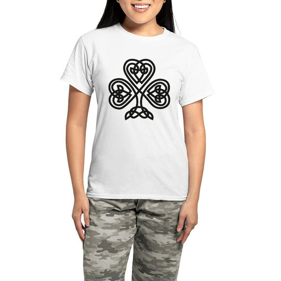 CafePress - Celtic Shamrock Women's Light Pajamas - Women's Short Sleeve Print T-Shirt and Pants Light Cotton Pajama Set