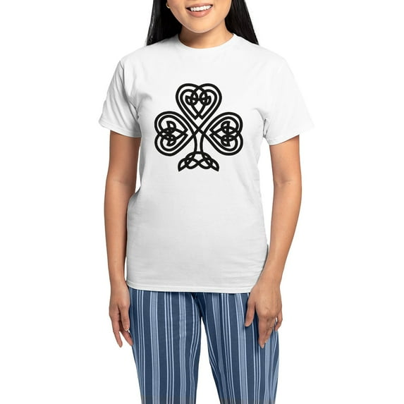 CafePress - Celtic Shamrock Women's Light Pajamas - Women's Short Sleeve Print T-Shirt and Pants Light Cotton Pajama Set