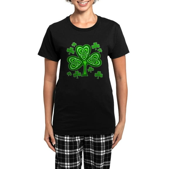 CafePress - Celtic Shamrocks Women's Dark Pajamas - Women's Short Sleeve Print T-Shirt and Pants Dark Cotton Pajama Set