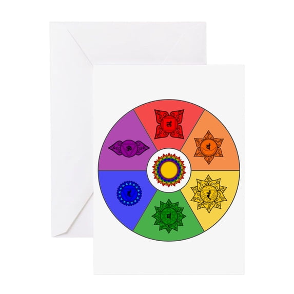CafePress - Chakra Color Wheel - Greeting Card, Blank Inside Matte