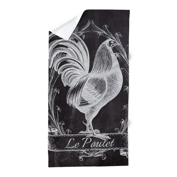 CafePress - Chalkboard French Country Rooster - Large Beach Towel, Soft 30"x60" Towel with Unique Design