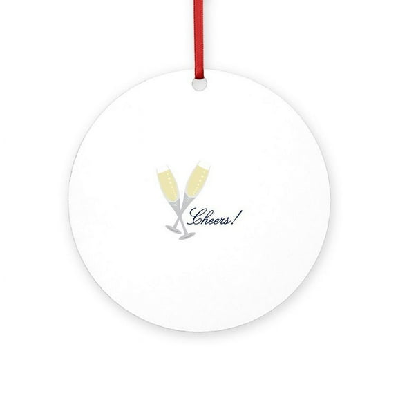 CafePress - Champagne Cheers - Round Wood Ornament 4"