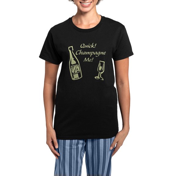 CafePress - Champagne Me Women's Dark Pajamas - Women's Short Sleeve Print T-Shirt and Pants Dark Cotton Pajama Set